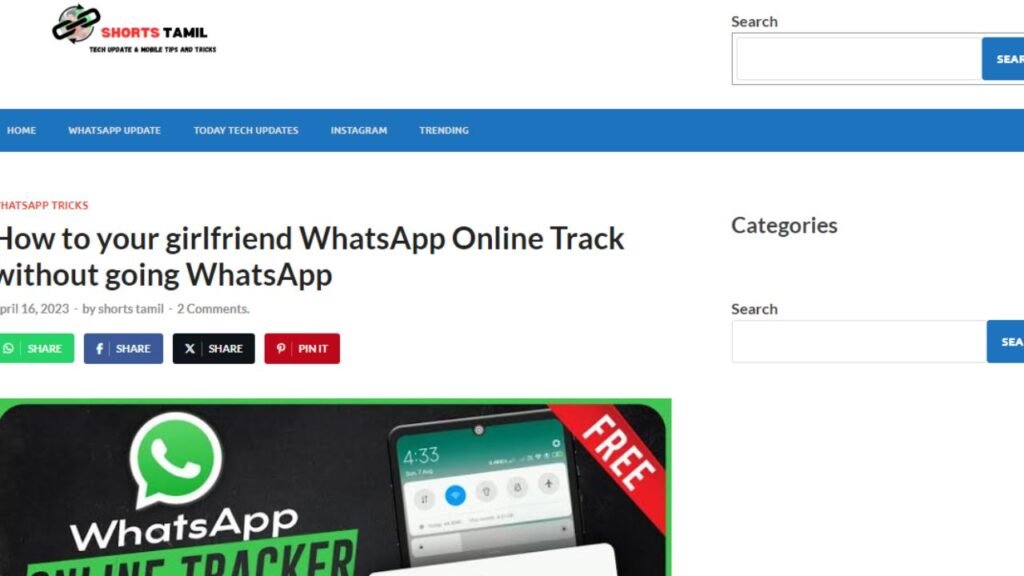 Shorts Tamil whatsapp Tracker app